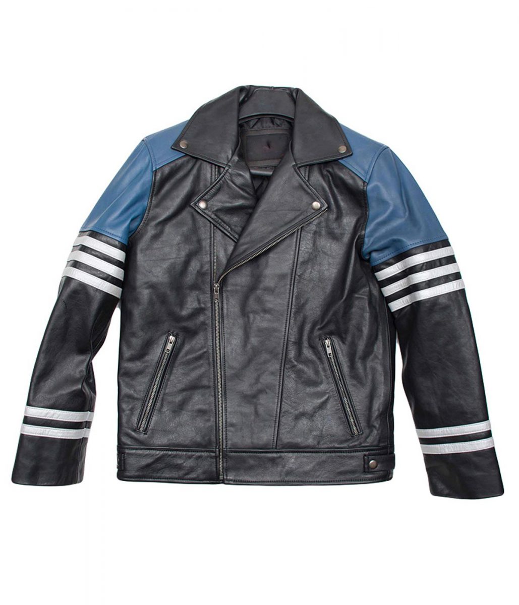 Men Classic Black & Blue Striped Leather Biker Jacket 1 1 classic-black-and-blue-biker-jacket-scaled