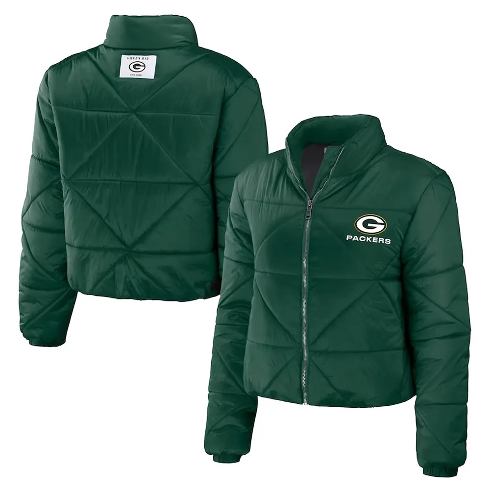 Women Green Bay Packers Puffer Cropped Jacket 3 3 womens-green-bay-packers-puffer-jacket